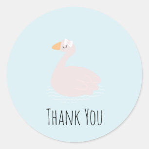 Süße Schwan Mädchen Rosa Geburtstag Dankeschön   Runder Aufkleber