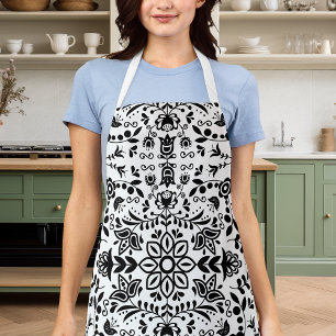 Süße Schwarz-Weiß-Blumen-Skandinavische Bandana Schürze