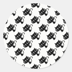 Süße Schwarz-Weiß-Katzen-Muster Runder Aufkleber