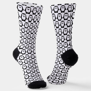 Süße Schwarz-Weiß-Pinguin-Muster-Crew-Socken Socken