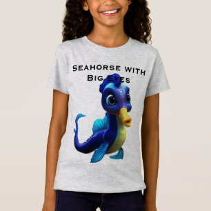 Süße schwarze Baby-Seepferdchen mit großen Augen – T-Shirt
