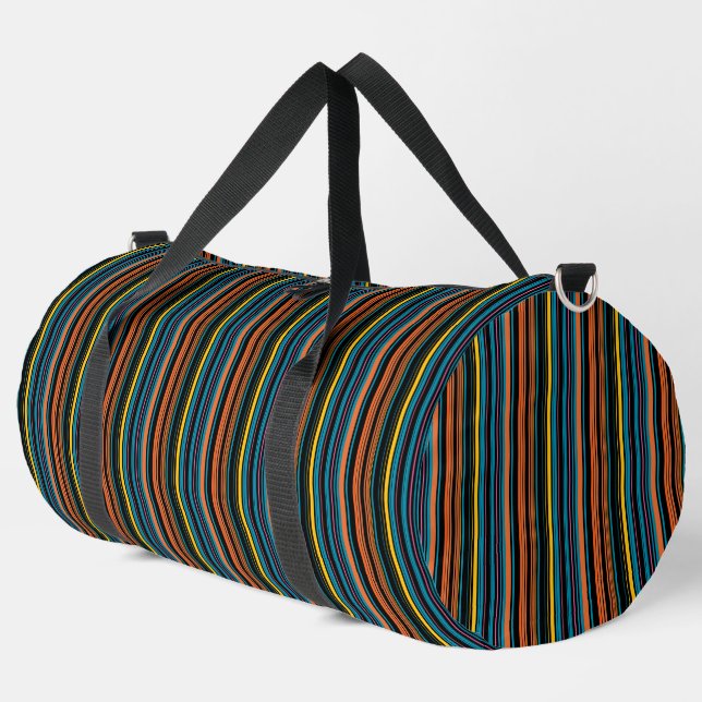 Süße schwarze blaue Streifen Duffle Bag (Linke Ecke)