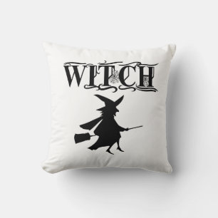 Süße schwarze böse fliegende Hexe Halloween Kissen