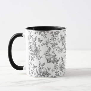 Süße schwarze Bunny-Kaninchen Französische Toile Tasse