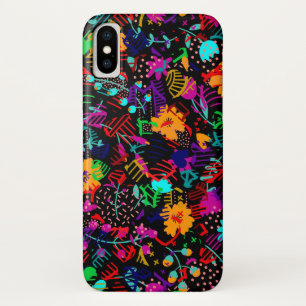 Süße schwarze bunte abstrakte Blumen Case-Mate iPhone Hülle