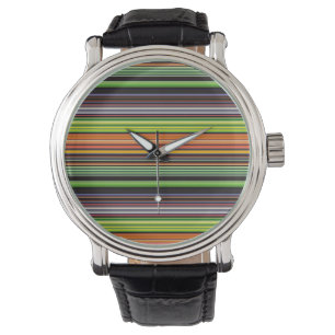 Süße schwarze bunte Streifen Armbanduhr