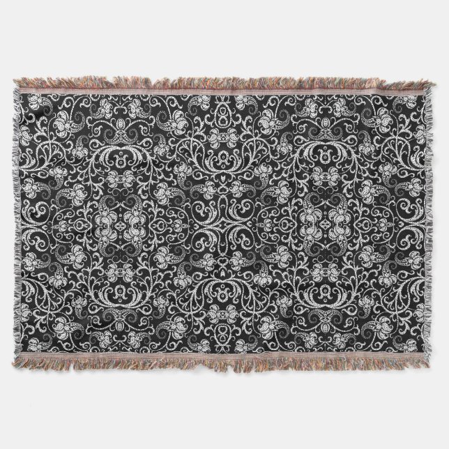 Süße schwarze Dalmatiner Blumen Hintergrundgestalt Decke (Vorderseite)