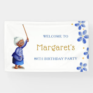 Süße schwarze Dame Blumen 80. Geburtstag Banner