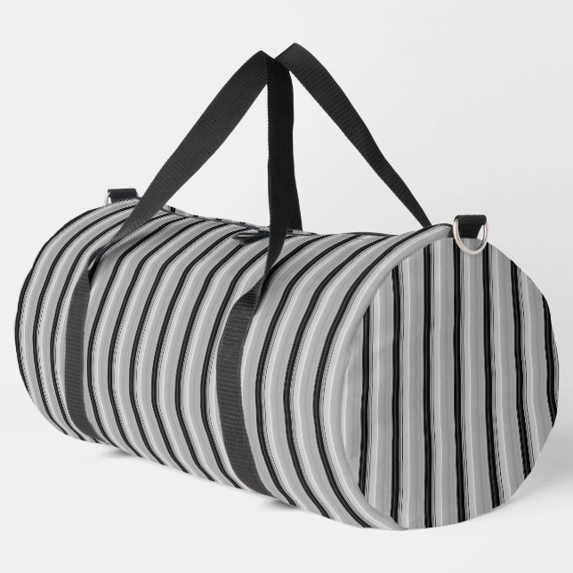 Süße schwarze graue Streifen Duffle Bag (Linke Ecke)