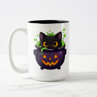 Süße schwarze Halloween-Katze Aufkleber | Kawaii K
