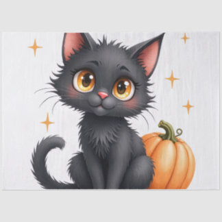 Süße schwarze Halloween-Katze aus Seidenpapier