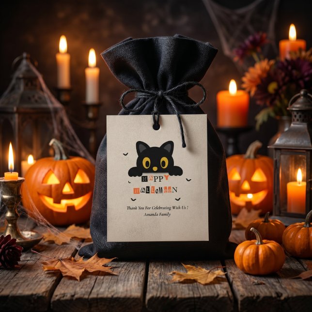 Süße schwarze Halloween-Katze Geschenkanhänger (Von Creator hochgeladen)