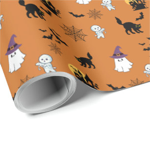 Süße schwarze Halloween-Katze Geschenkpapier