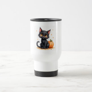 Süße schwarze Halloween-Katze Reisebecher
