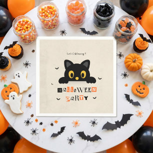 Süße schwarze Halloween-Katze Serviette