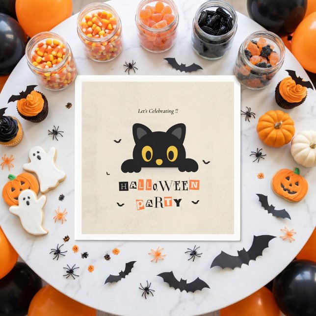 Süße schwarze Halloween-Katze Serviette (Von Creator hochgeladen)