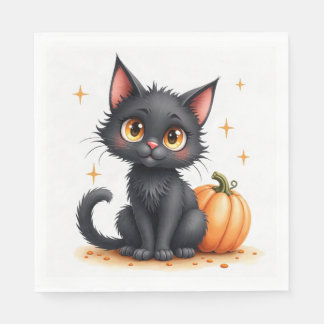 Süße schwarze Halloween-Katzen-Servietten Serviette