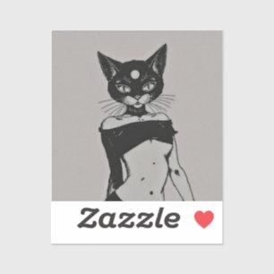 Süße schwarze Katze Goth Ästhetik Anime Aufkleber