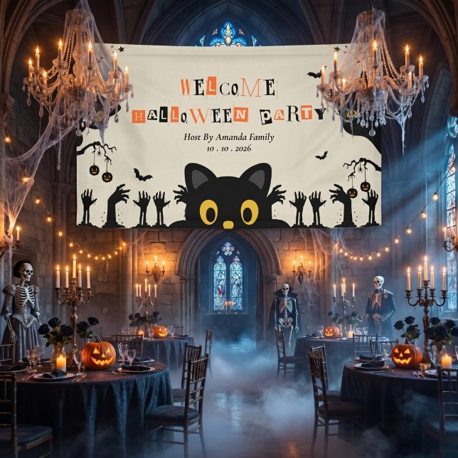 Süße schwarze Katze Halloween Banner (Von Creator hochgeladen)