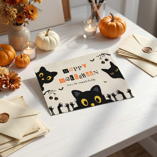 Süße schwarze Katze Halloween Feiertagspostkarte