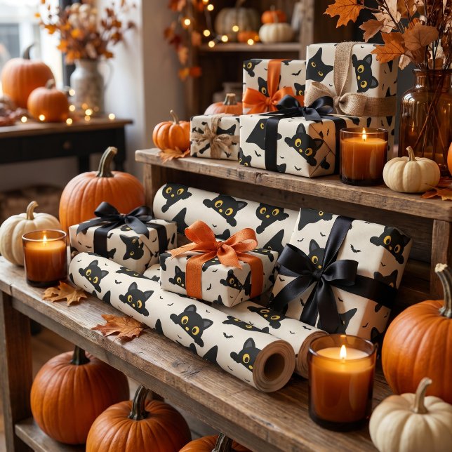 Süße schwarze Katze Halloween Geschenkpapier (Von Creator hochgeladen)