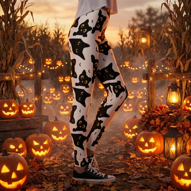 Süße schwarze Katze Halloween Leggings (Von Creator hochgeladen)