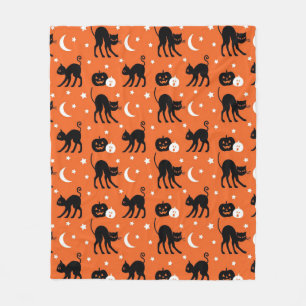 Süße schwarze Katze Halloween nahtloses Muster   O Fleecedecke
