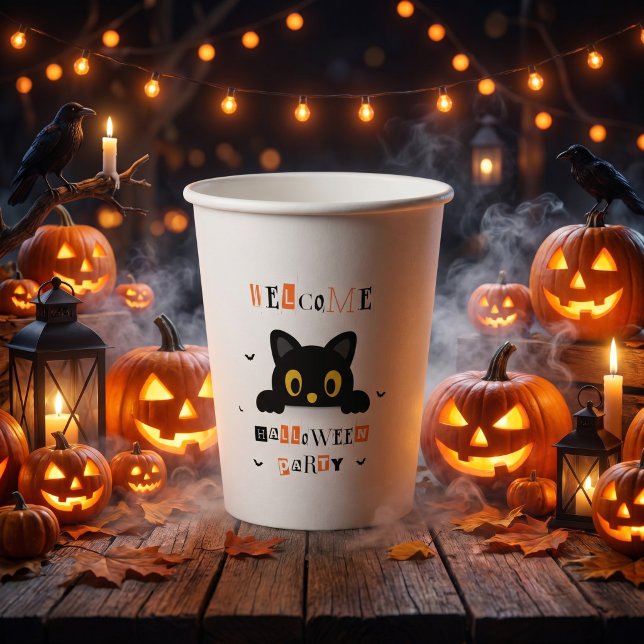 Süße schwarze Katze Halloween Pappbecher (Von Creator hochgeladen)