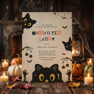 Süße schwarze Katze Halloween-Party-Einladung Einladung