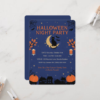 Süße schwarze Katze Halloween-Party-Einladung Einladung