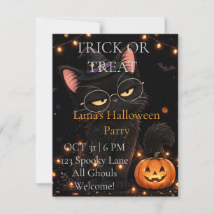 Süße schwarze Katze Halloween-Party-Einladung St Einladung