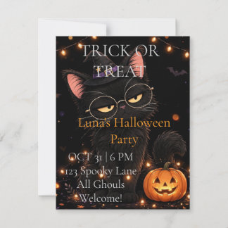 Süße schwarze Katze Halloween-Party-Einladung | St Einladung