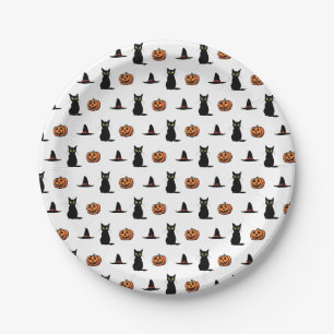 Süße schwarze Katze Halloween-Party Pappteller