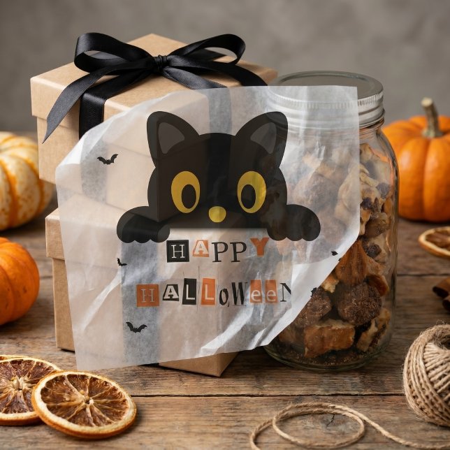 Süße schwarze Katze Halloween Seidenpapier (Von Creator hochgeladen)