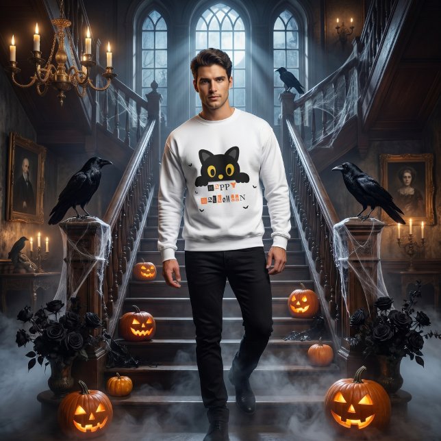 Süße schwarze Katze Halloween Sweatshirt (Von Creator hochgeladen)