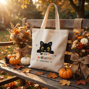Süße schwarze Katze Halloween Tragetasche