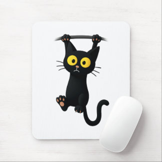 Süße schwarze Katze Hängende Cartoon - Lustige Kaw Mousepad