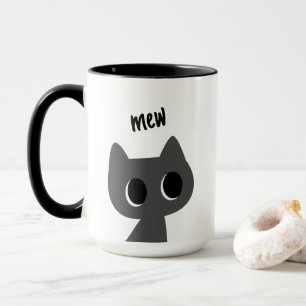 Süße schwarze Katze Illustration Miauw Minimalisti Tasse