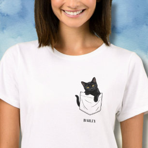 Süße schwarze Katze in der Tasche personalisierter T-Shirt