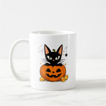 Süße schwarze Katze in Kürbis Halloween