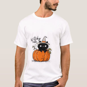 Süße schwarze Katze in Kürbis mit Hexenhut Classic T-Shirt