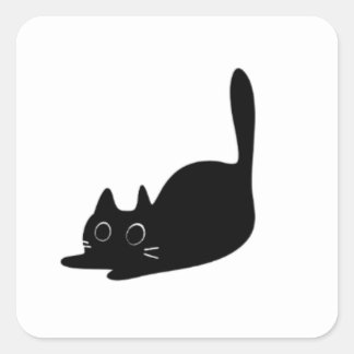 Süße schwarze Katze, individuelle quadratische Auf Quadratischer Aufkleber