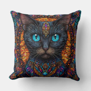 Süße schwarze Katze Kissen