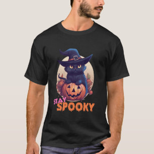 Süße schwarze Katze & Kürbis bleiben gruselig Voll T-Shirt