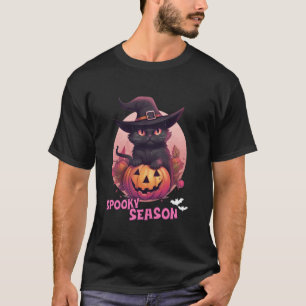 Süße schwarze Katze & Kürbis Gruselzeit Vollmond H T-Shirt