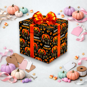 Süße schwarze Katze Kürbis Halloween Geschenkpapier