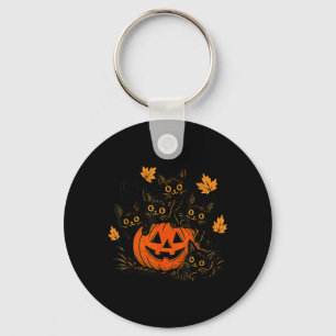 Süße schwarze Katze Kürbis Jack O Lantern Kätzchen Schlüsselanhänger