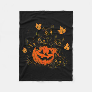 Süße schwarze Katze Kürbis Jack O Lantern Kitty Lu Fleecedecke
