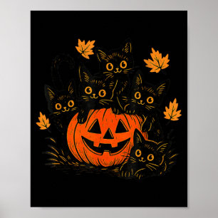 Süße schwarze Katze Kürbis Jack O Lantern Kitty Lu Poster