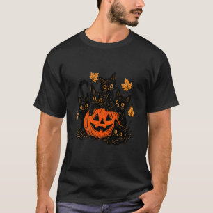 Süße schwarze Katze Kürbis Jack O Laterne Kätzchen T-Shirt